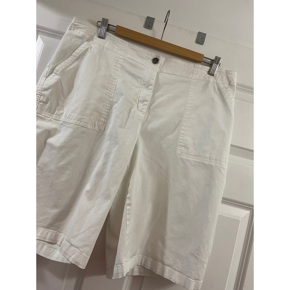 Additions by Chico's White Cotton Stretch Bermuda Shorts Women Size 2 Large